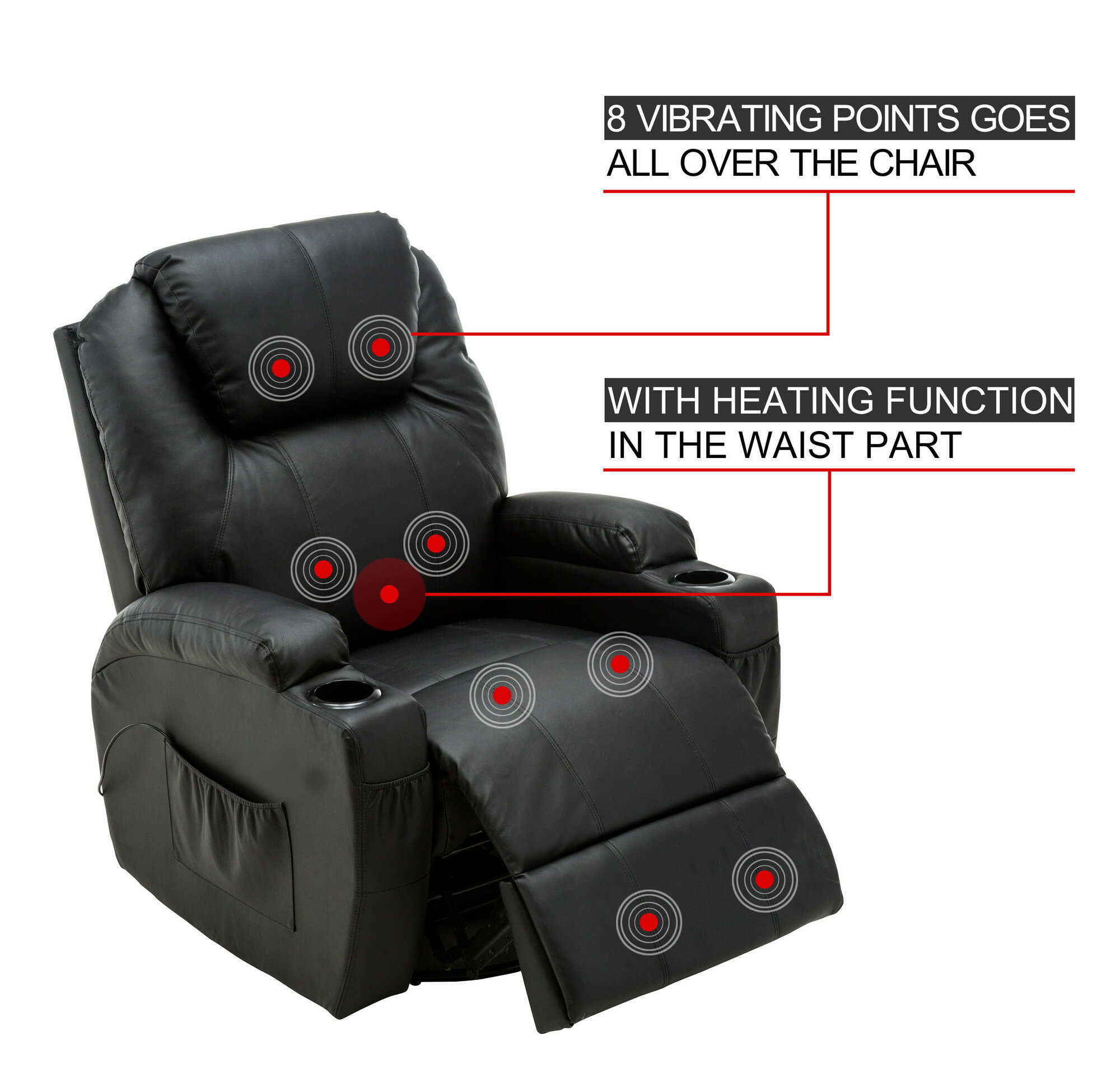 Mcombo Electric Power Recliner Massage Ergonomic Chair Vibrating Heated Lounge Remote Pu 1261