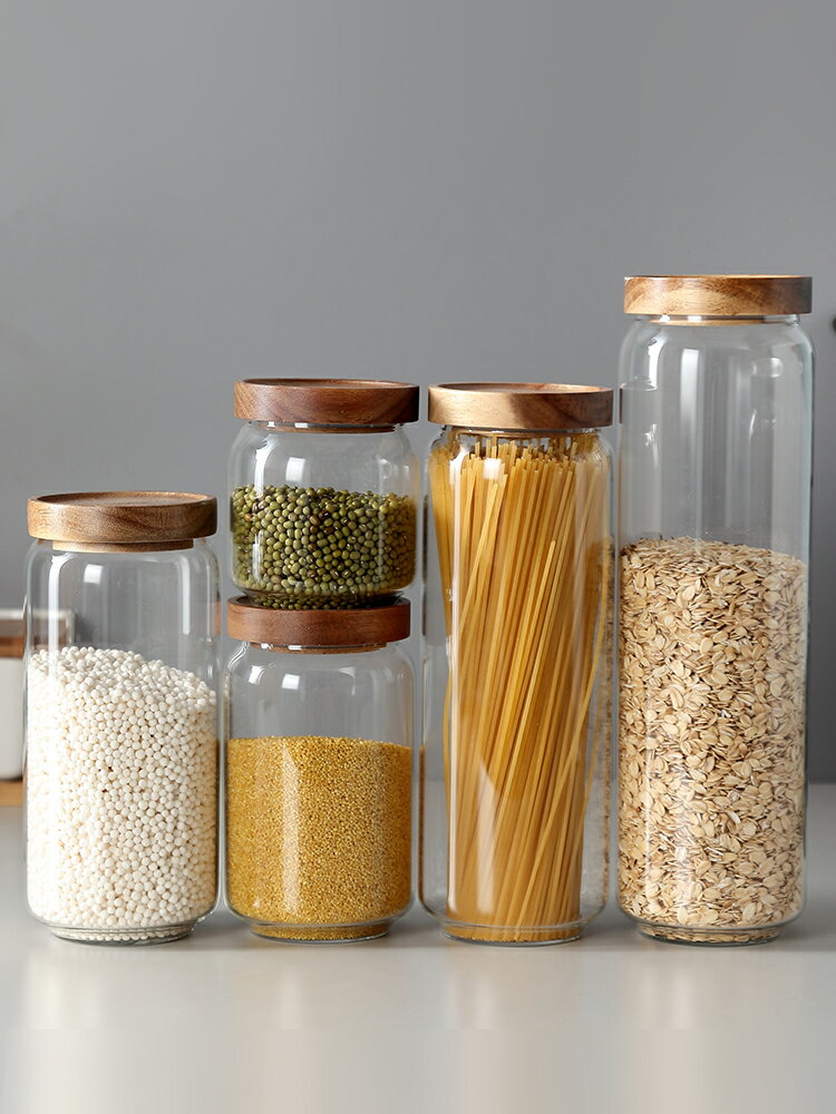 密封罐玻璃罐食品級透明玻璃瓶帶蓋五谷雜糧收納罐儲物罐瓶子罐子