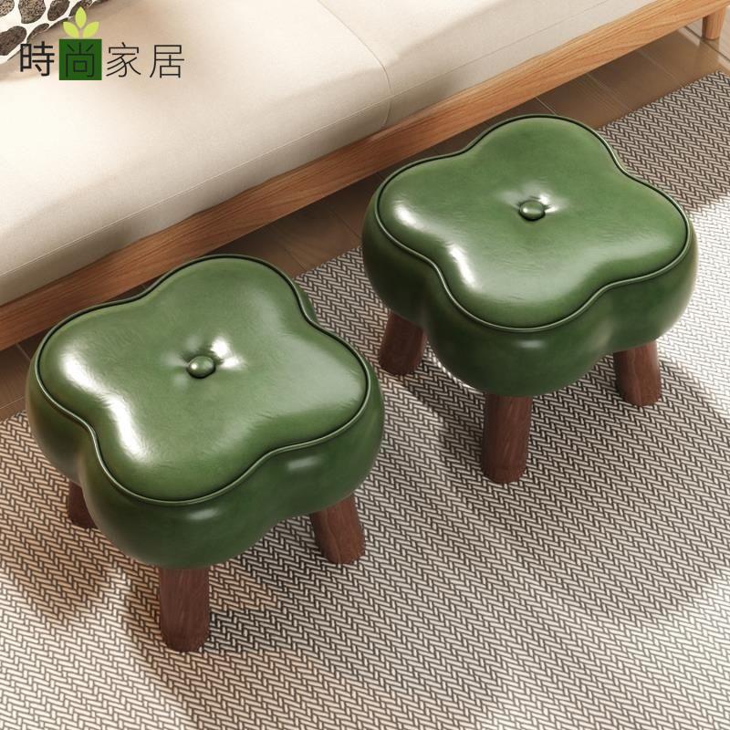 【時尚家居】實木小凳子軟包矮凳 家用小板凳 客廳兒童小木凳大人圓南瓜凳換鞋凳 免運 開立發票 工廠現貨