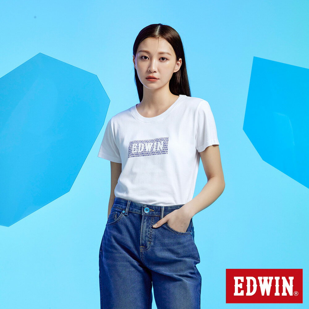 EDWIN 女款 小字排列BOX LOGO短袖T恤 (米白色)