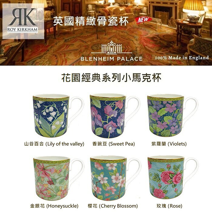 英國Roy kirkham 骨瓷杯 馬克杯 花園經典280ml金邊 杯子 (六款選擇)