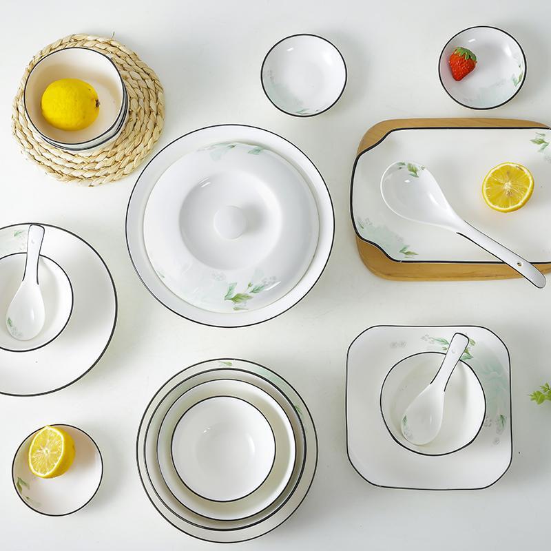 楓林宜居 餐具組合碗碟套裝 家用北歐中式簡約碗盤碟創意陶瓷套裝