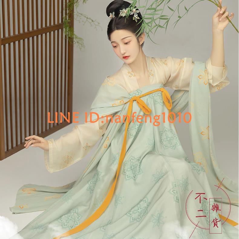 漢服女原創唐風齊胸衫裙復原印花款中國風超仙春夏【不二雜貨】