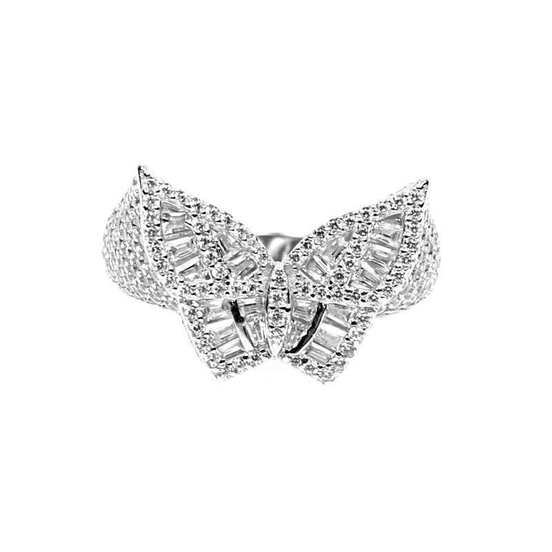 KREAM 定製 S925純銀滿鉆蝴蝶戒指男女同款嘻哈 butterfly ring