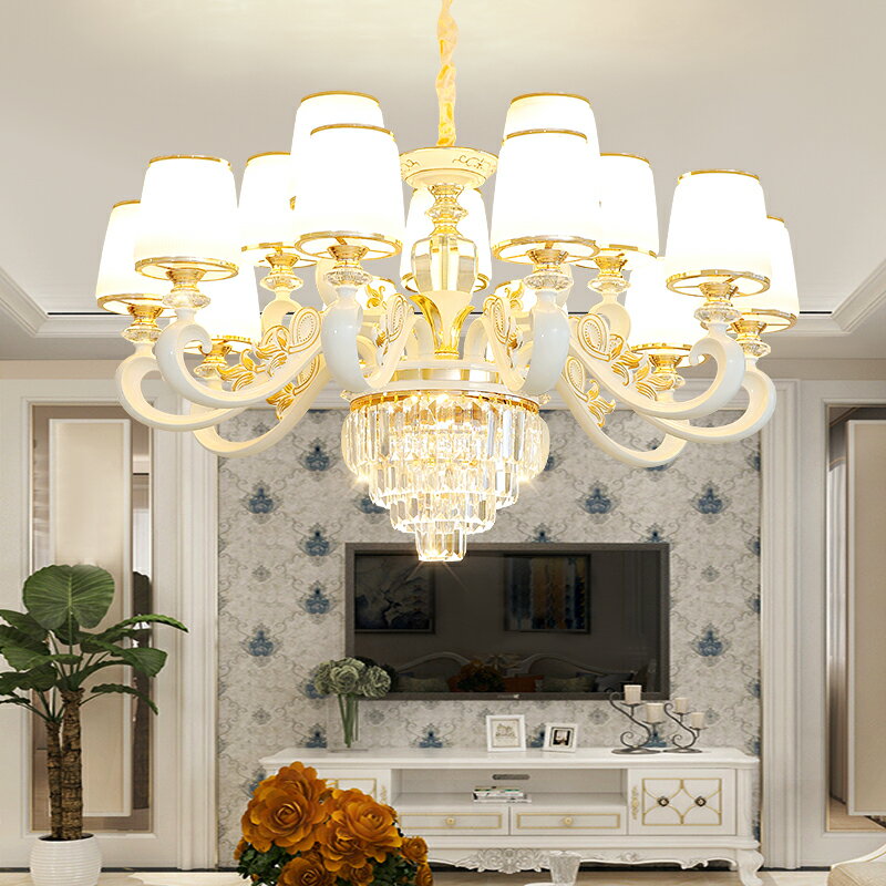 新款網紅歐式吊燈客廳燈白色現代簡約臥室飯廳全屋配套裝飾燈具