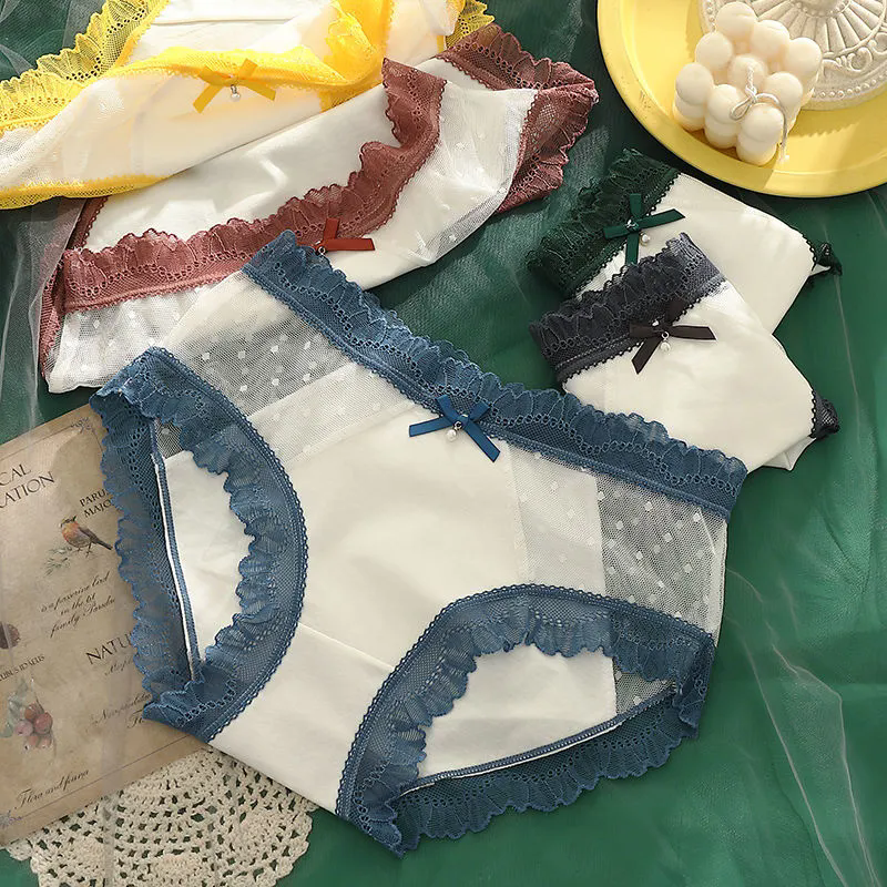 女士內褲 超薄蕾絲內褲 女性感迷人打底褲 中腰網紗內褲 裸感無痕內褲 純棉透氣女士三角褲 女生內褲【不二雜貨】
