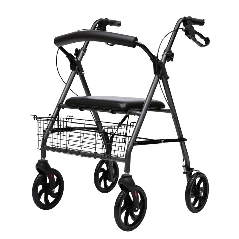 老年人四輪助行器輔助行走器多功能康復手推車代步可坐扶手架專用