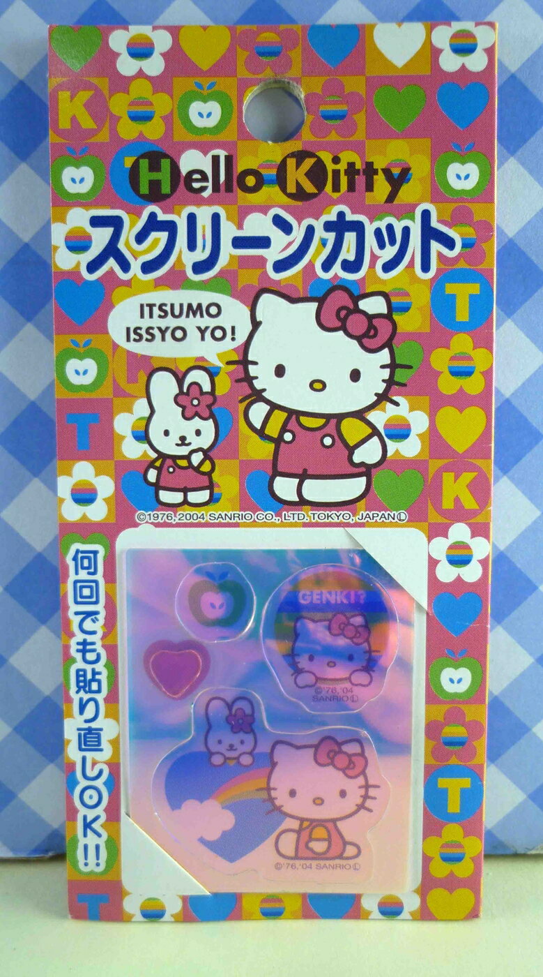 【震撼精品百貨】Hello Kitty 凱蒂貓 KITTY貼紙-手機貼紙-彩虹花花 震撼日式精品百貨
