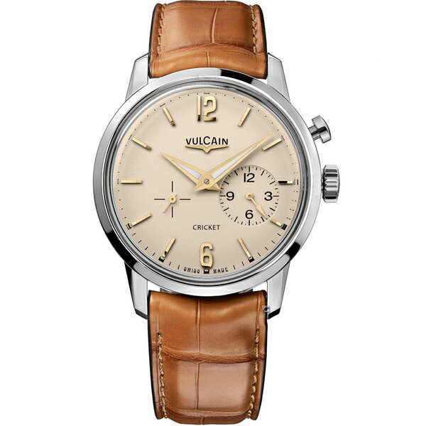 VULCAIN 窩路堅 鬧鈴手上鍊總統錶(400150A76.BAL114)-42mm-奶油面皮革