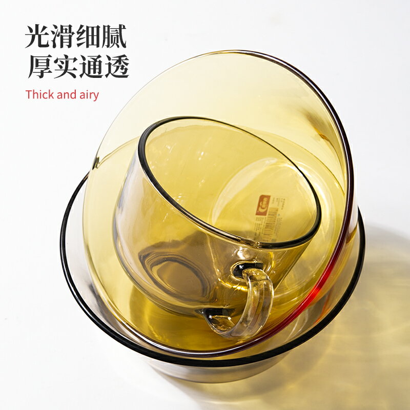 墨色歐式茶色雙耳玻璃碗家用沙拉碗耐熱米飯碗創意餐具湯碗泡麵碗