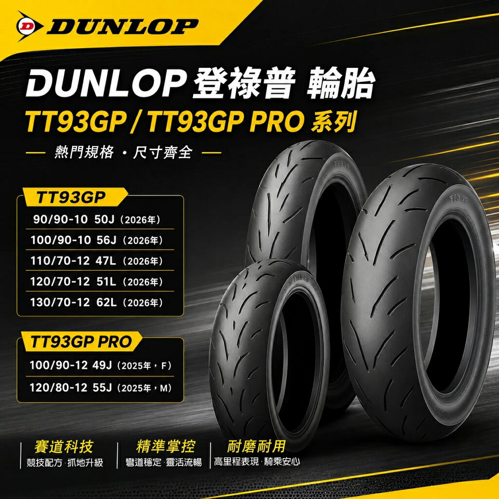 DUNLOP 登祿普機車用輪胎 TT93GP／TT93GP PRO 系列