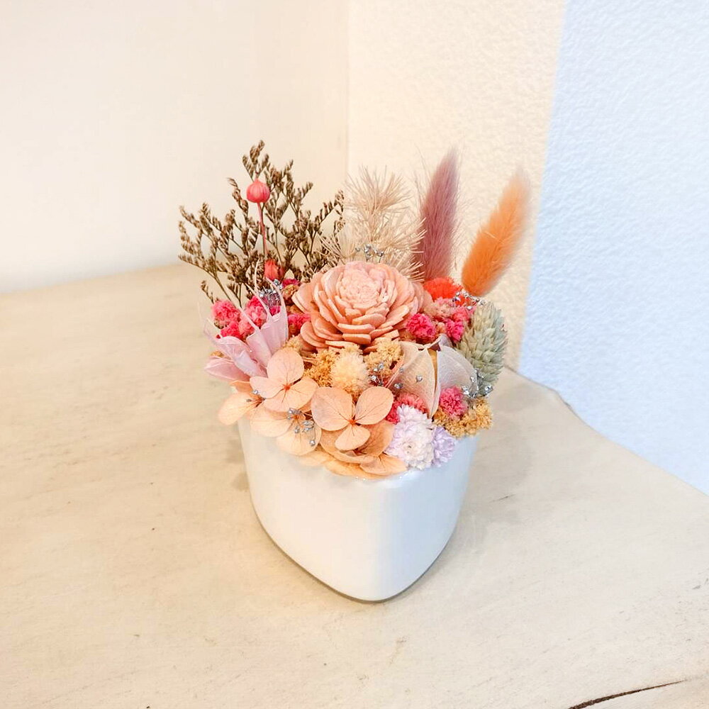 萩蒔花花藝x覓品竹北手作店-乾燥花x永生花創作花盆/花器-粉色系
