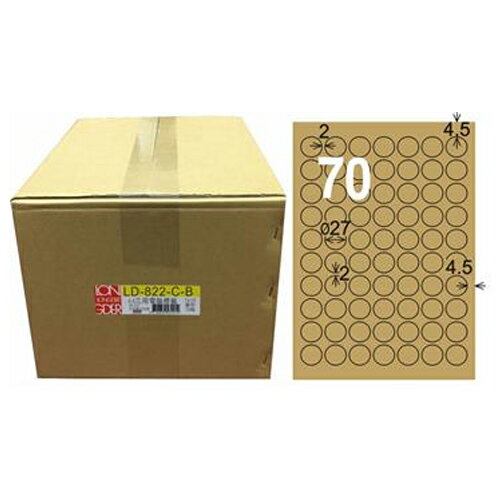 【龍德】A4三用電腦標籤 27mm 牛皮紙 1000入 / 箱 LD-822-C-B