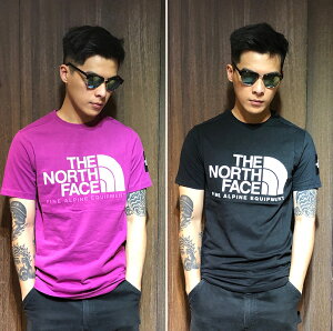 美國百分百【全新真品】The North Face T恤 TNF 短袖 T-shirt 北臉 logo 黑色 紫紅色 AY30