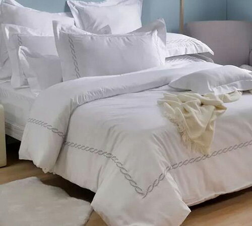 [COSCO代購4] W136118 La Belle 雙人300織純棉刺繡被套床包4件組 150公分 X 186公分 葉子款 2