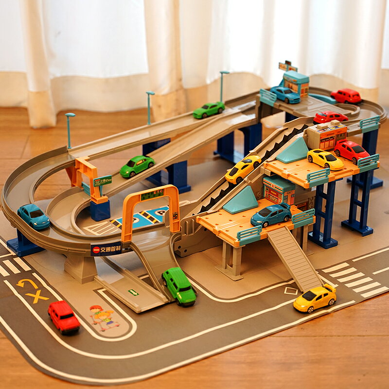 兒童軌道汽車大樓玩具益智小男孩電動軌道滑行3三歲4城市5停車場6
