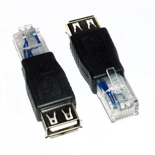 fujiei USB A母轉RJ45水晶頭公直頭 轉接頭 RJ45水晶頭轉USB母座(USB AF/8P RG45)