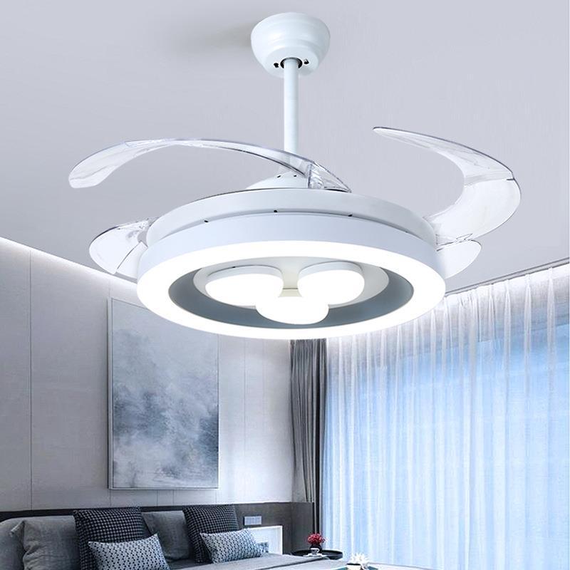 新款簡約遙控隱形臥室客廳吊扇燈現代LED家用一體智能餐廳風扇燈 全館免運