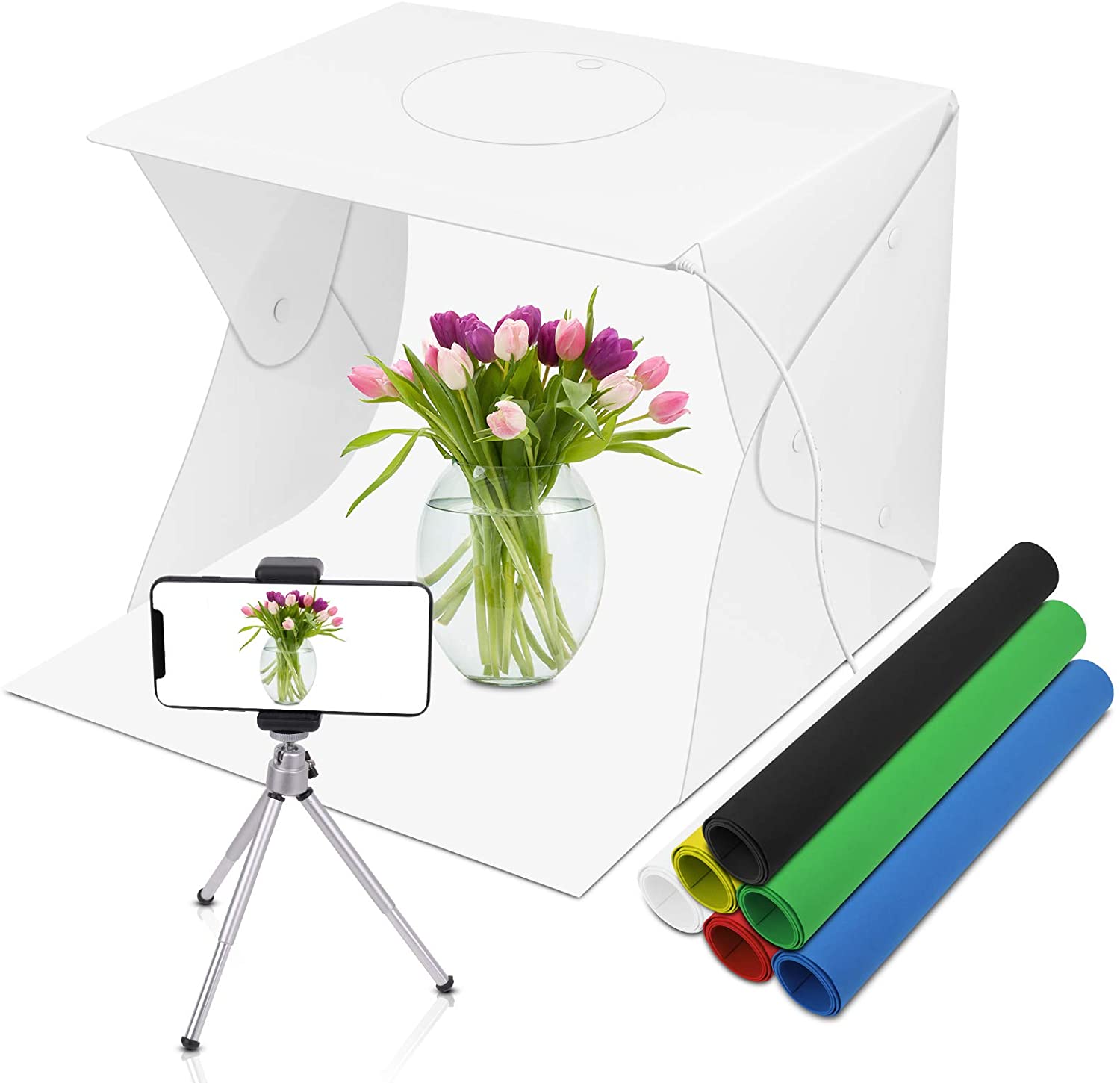 40厘米折疊便攜式LED柔光攝影燈箱 小型簡易飾品物品靜物拍照道具