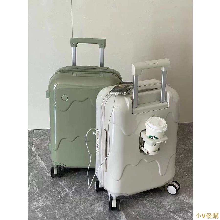小V優購日系20吋登機箱 漫遊雪糕登機行李箱 拉鍊款24吋拉桿箱 輕便靜音皮箱旅行箱子