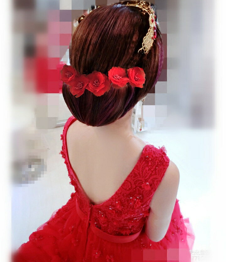 紅色新娘發飾高檔花朵發叉盤發飾品敬酒服發型配飾回門頭飾插針1入