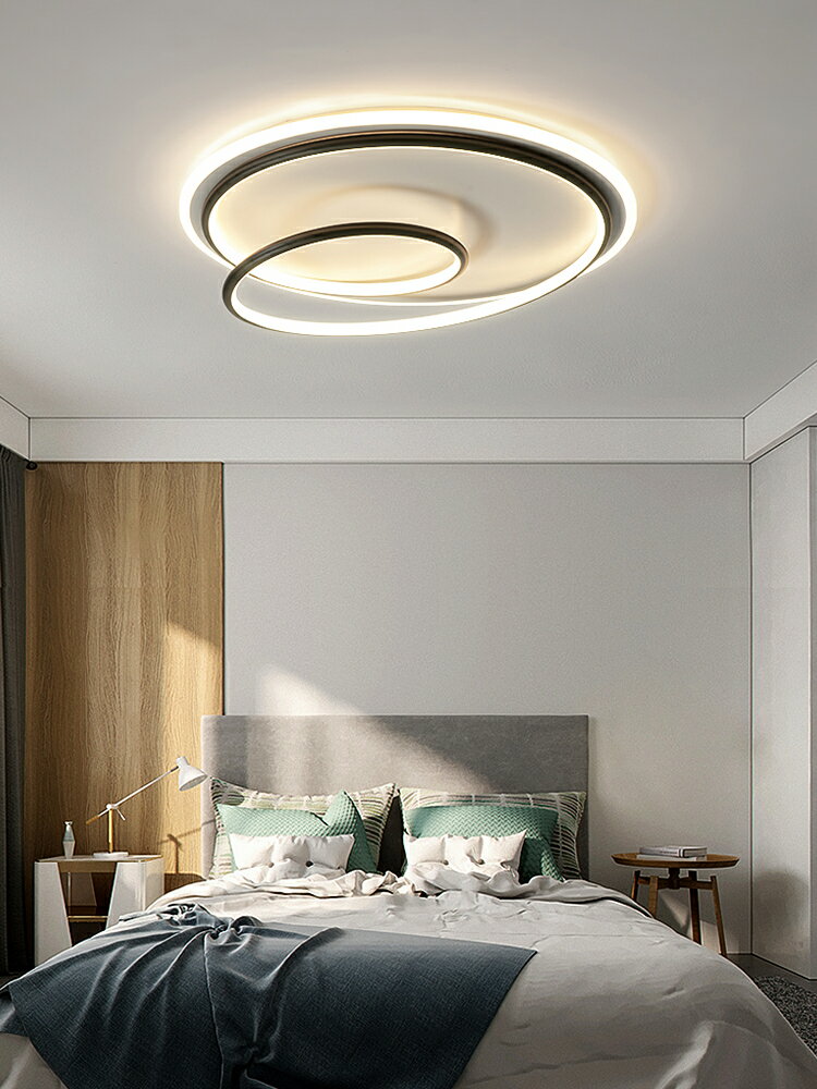 極簡線條臥室燈簡約現代led吸頂燈超薄圓形個性房間燈創意客廳燈