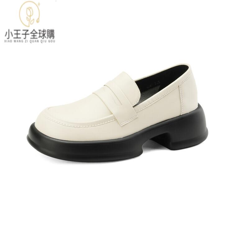 【公司現貨速發】免運 開發票 小短靴 堆堆靴 真皮女鞋 羊皮鞋 小皮鞋 樂福鞋主推~現貨人氣學院風休閑單鞋款厚底樂福鞋圓頭 一件 定製