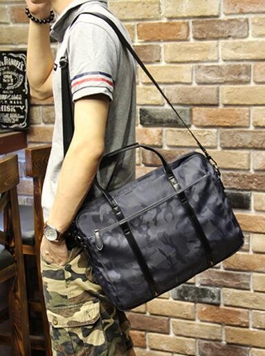 FINDSENSE Z1 韓國 時尚 潮 男 皮質 迷彩色 手提包 單肩包 斜背包 側背包 公事包