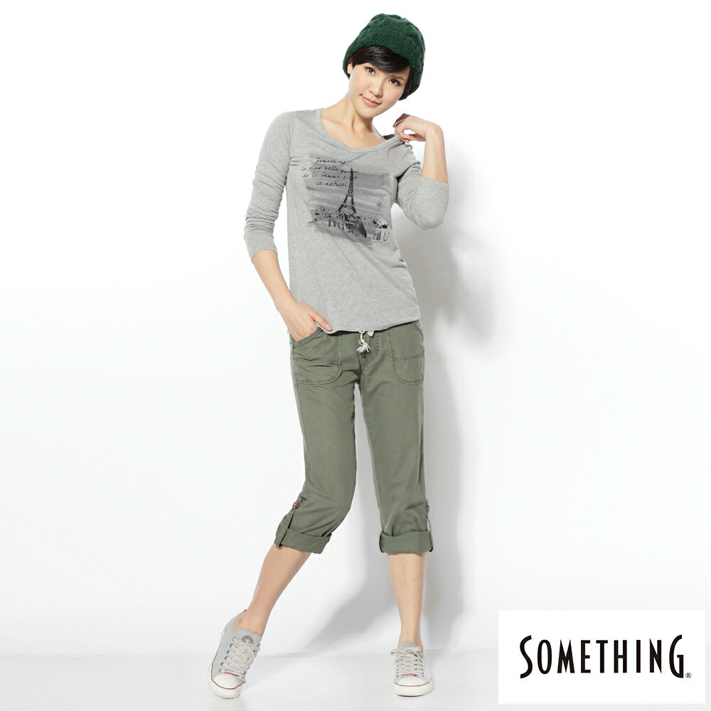 SOMETHING  NATURAL EASY JEAN綁帶休閒褲-女款 綠色 4