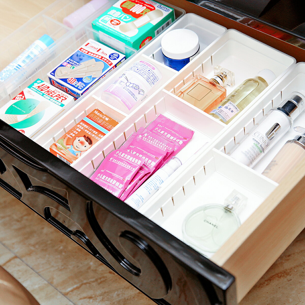 日本進口抽屜整理格塑料整理筐小櫥柜餐具收納盒自由分隔整理盒子