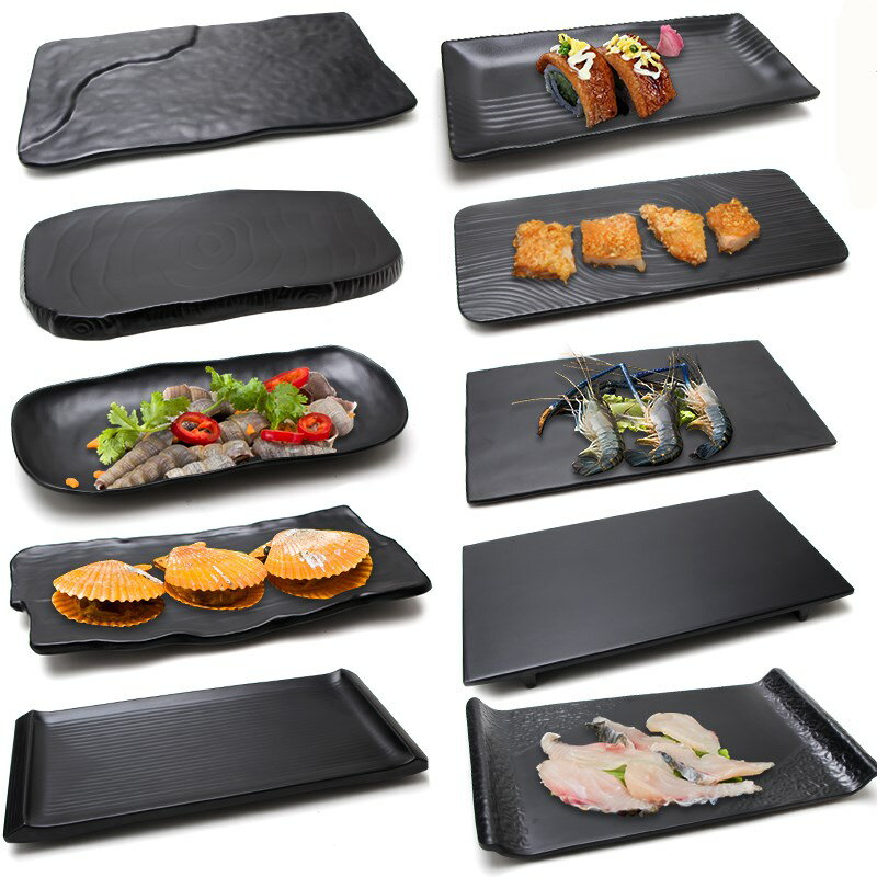 仿瓷密胺韓國火鍋餐具長方形平面大盤日式平盤壽司碟菜板長盤盤子