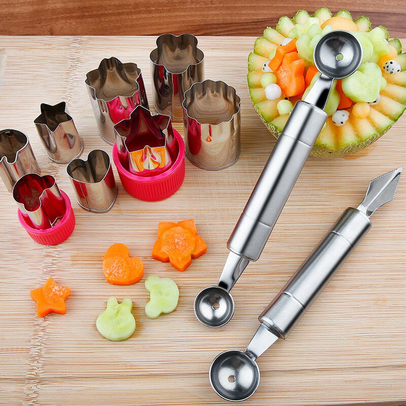 不銹鋼蔬菜水果挖球器切西瓜神器挖球勺子拼盤工具套裝分割器模具