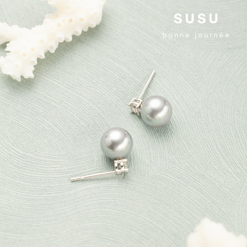 SU SU︱芋紫色珍珠鋯鑽耳環❤️事業 招財 人緣 工作 健康 紓壓 水晶 飾品 耳環 項鍊 手鍊  穿搭 百搭