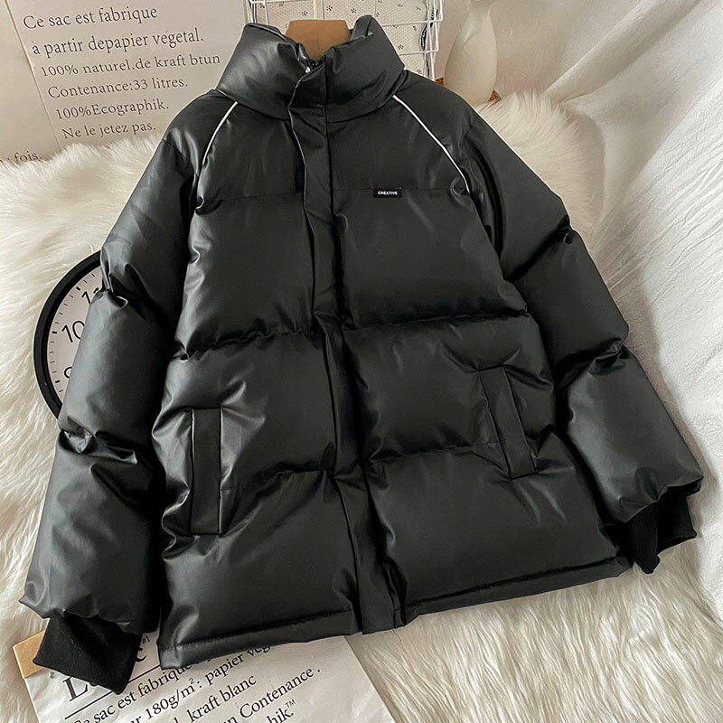 黑色加厚菱格棉服外套女新款冬季女生羽絨棉衣小個子小棉襖