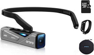 【折300+10%回饋】【日本代購】Ordro EP7 最新型Vlog 4K 60FPS 攝像機可穿戴式攝像機FPV設計搭載雙軸防震IP65防水WI-FI應用程序控制自動對焦U3 64G Micro SD 卡隨機W1遙控器便攜包