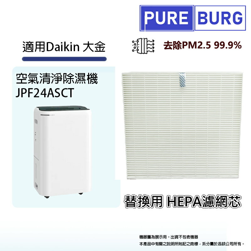 適用Daikin 大金JPF24ASCT 12公升一級效能空氣清淨除濕機替換用高效HEPA濾網濾芯