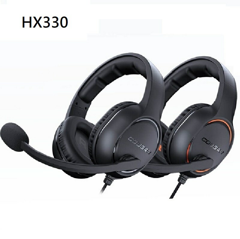 【最高現折268】COUGAR 美洲獅 HX330 黑色/黑橘 全罩式電競耳機