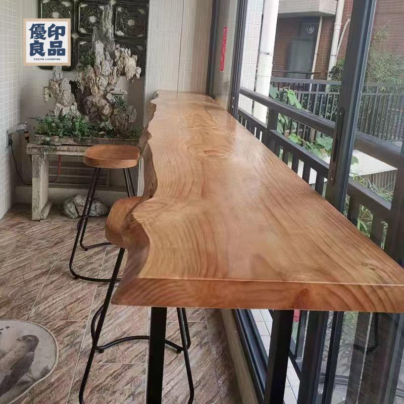 免運 工廠直銷 吧檯桌 長條桌 實木桌 靠墻桌 高腳桌 實木吧檯桌 美式鐵藝實木家用吧臺桌訂制奶茶店靠墻長條酒吧復古高腳桌椅組合特惠/開立發票 全館折扣 售後保障y5322