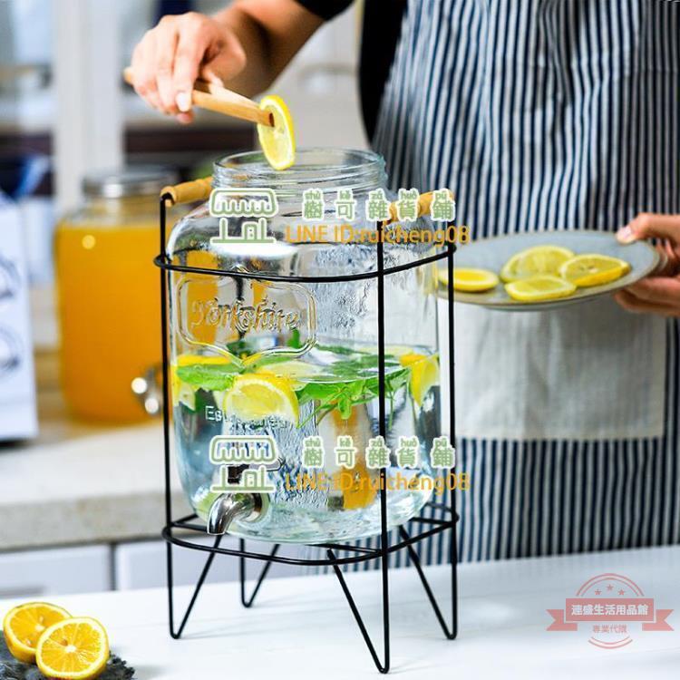 玻璃泡酒瓶帶龍頭甜品臺冷水飲料桶檸檬果汁罐可樂桶