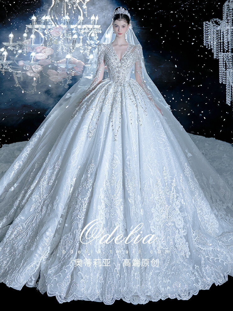 《伊麗莎白》高級感主婚紗禮服2024新款大拖尾新娘高端顯瘦
