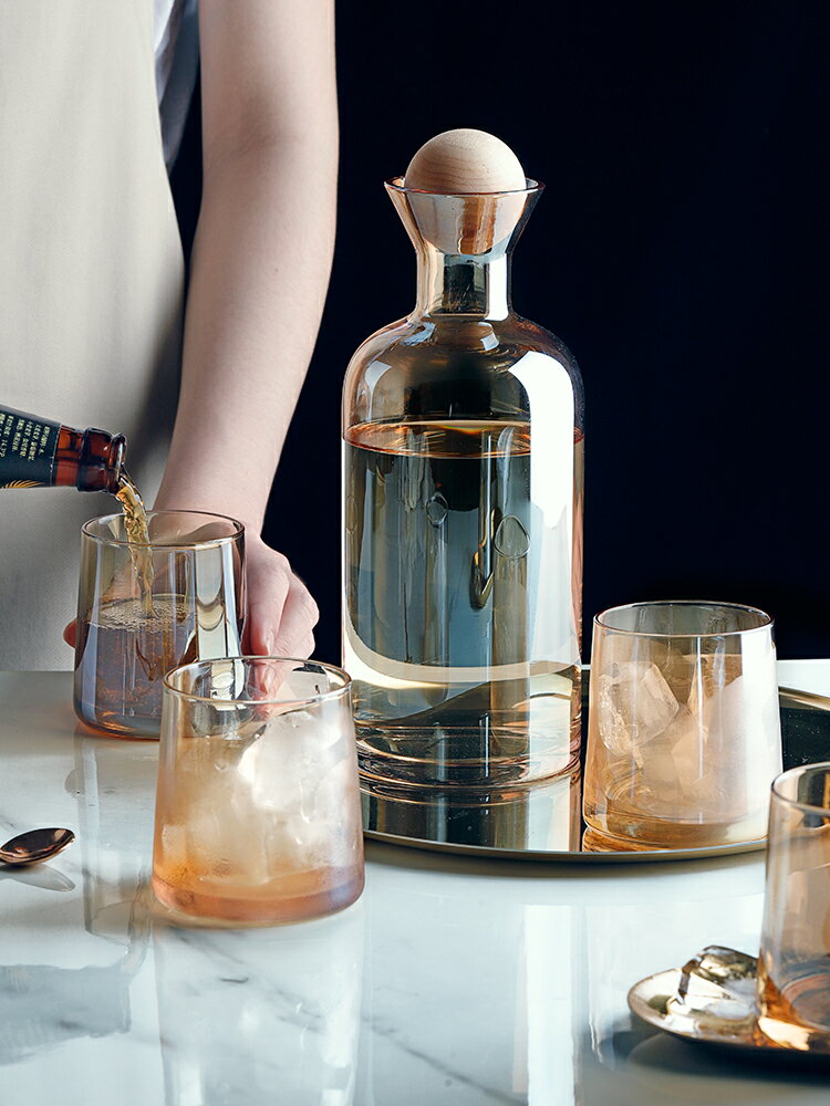 ins北歐日式冷水壺家用玻璃涼水杯套裝晾水瓶創意個性透明高顏值