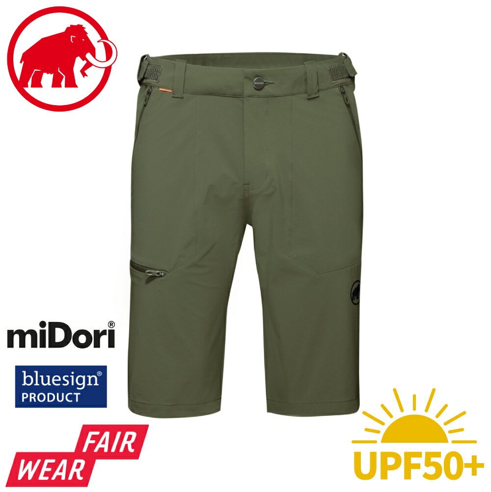 【MAMMUT 長毛象 男 MA Runbold Shorts 抗磨防曬機能短褲《綠鬣蜥》】1023-00710/快乾短褲