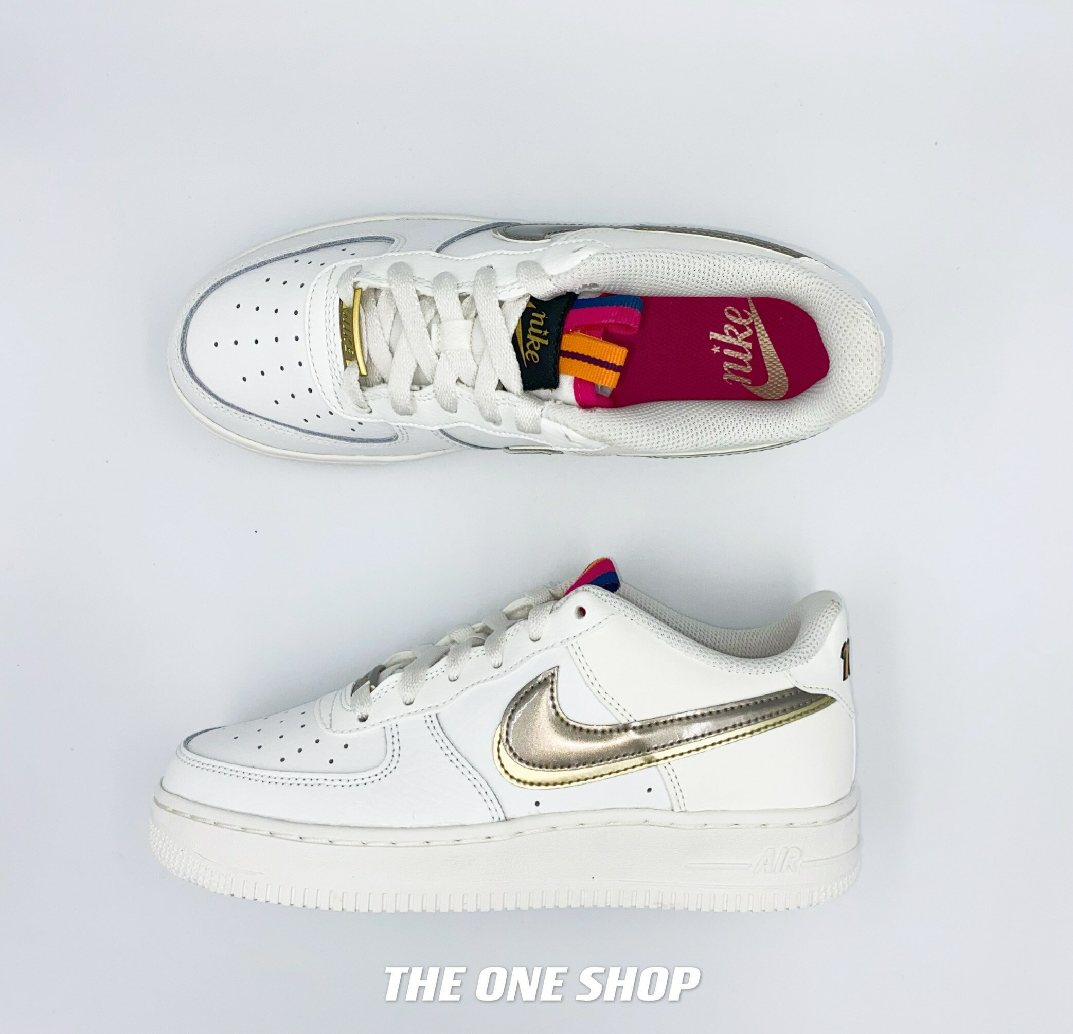 NIKE AIR FORCE 1 白色奶油白雙勾金銀雙勾勾鐵牌金銀DH9595-001 | The