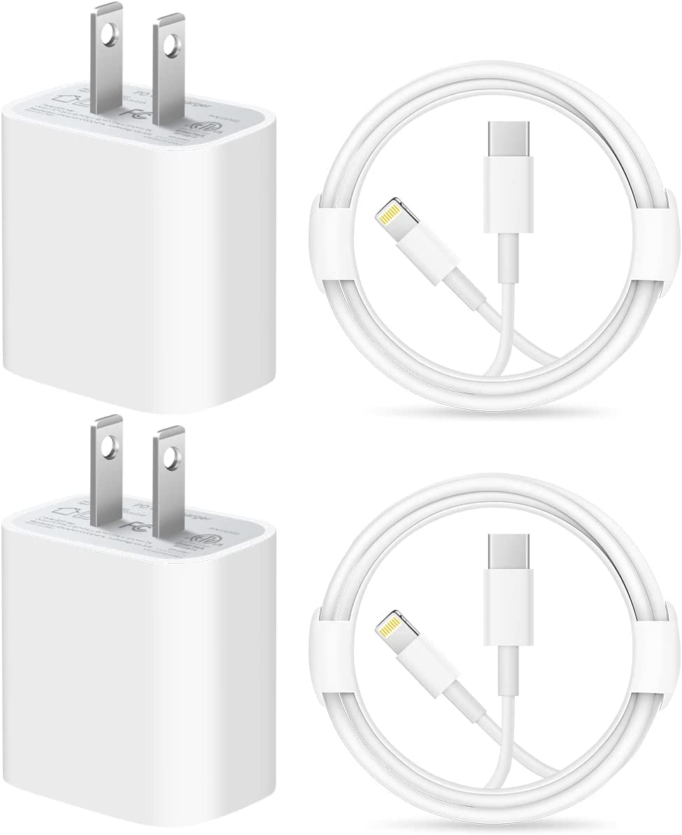 【美國代購】iPhone 14 13 12 11 超級快速充電器 [Apple MFi 認證] 閃電電纜 20W PD USB C 壁式充電器 2 件組 6FT 快速充電座,相容於 iPhone 14/14 Pro Max/13/13Pro/12/12 Pro 羅/11 iPad
