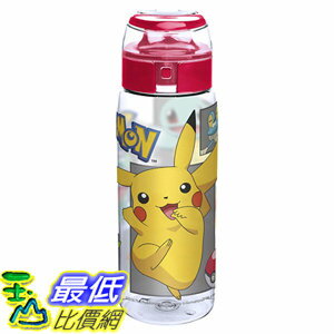[106美國直購] 水杯 Zak Designs Pokemon Reusable Tritan Plastic Water Bottle with Flip Top Cap Featuring