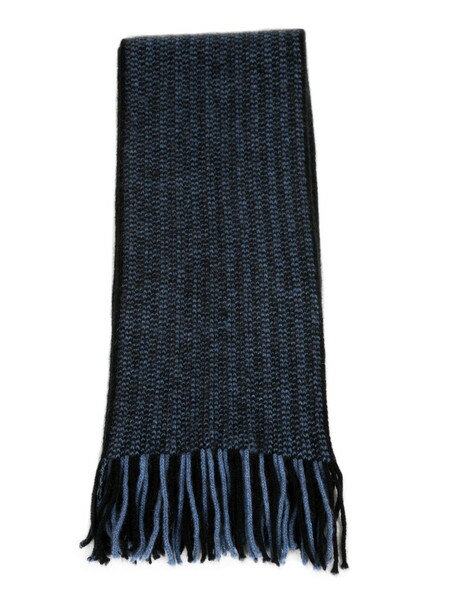 紐西蘭羊毛貂毛圍巾*摩斯配色_水藍色X黑色