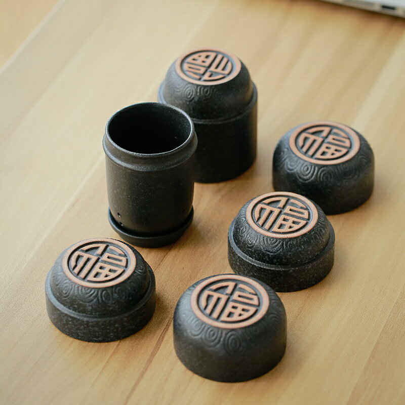 茶壺 泡茶器具 黑陶快客杯一壺四杯旅行茶具套裝便攜式包隨身茶壺泡茶杯紫砂【MJ23335】