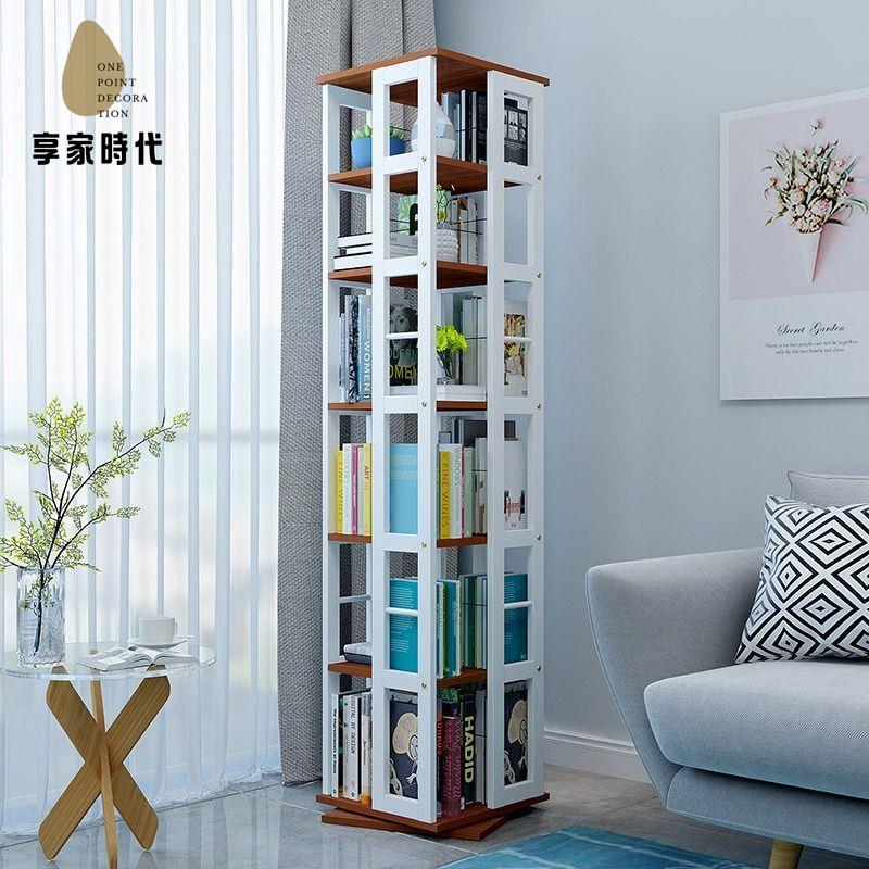 現貨下殺 旋轉書架 書架 鐵藝旋轉書架創意360度書櫃落地簡約置物架兒童繪本架學生cd書架 廠家直供wy15