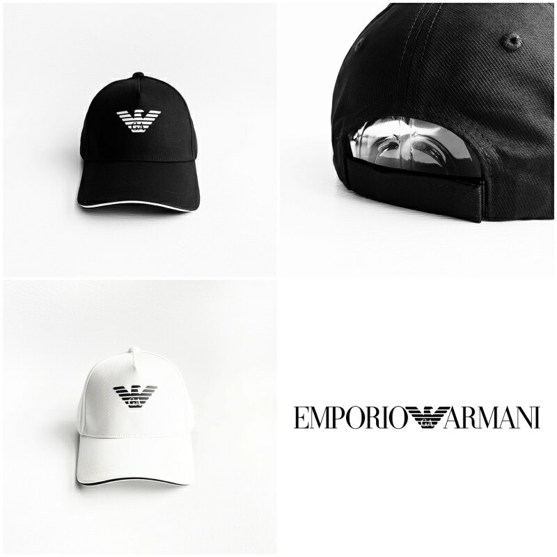 美國百分百【全新真品】Emporio Armani 帽子 休閒 配件 EA 棒球帽 老帽 LOGO 黑色/白色 CK98