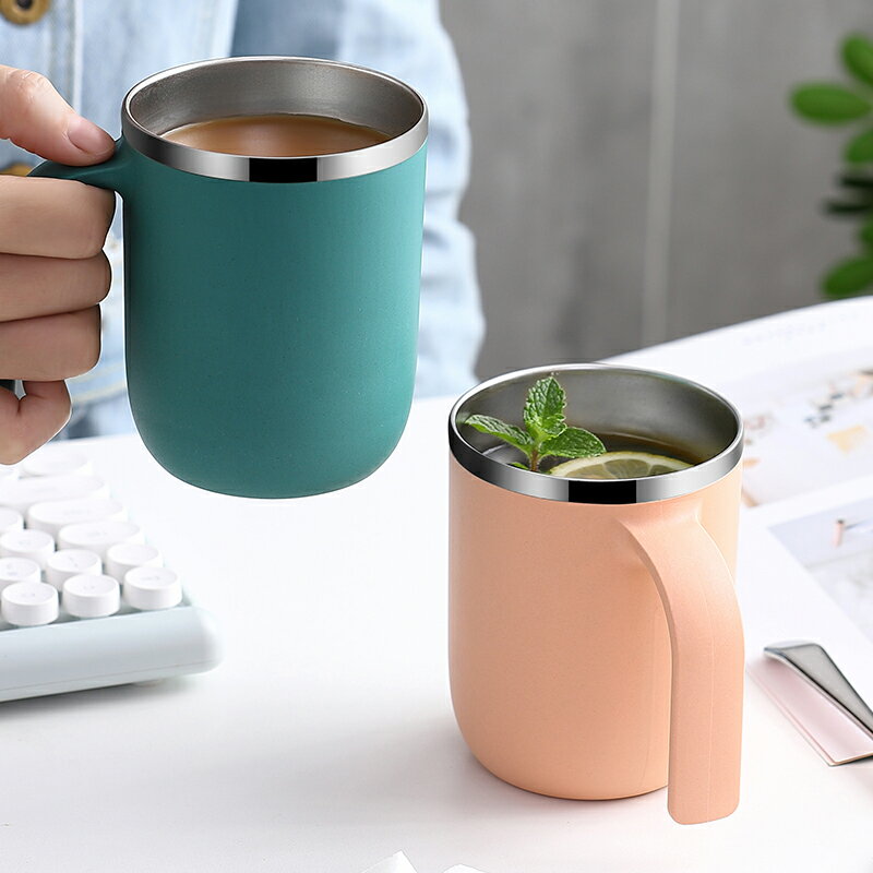 304不銹鋼創意個性馬克杯帶蓋勺杯子可愛辦公室喝水杯情侶咖啡杯